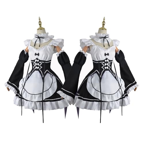 [Midoriya] Rem & Ram Cosplay Costume with 2 Wigs (Ram & Rem) (M)
