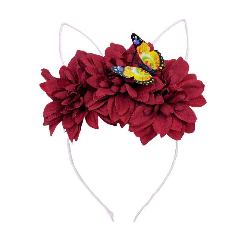 

European and American new children s big flower rabbit ear headband girls cat ear dress headband hair ornament