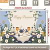 2D Happy Passover Photography Backdrop, Blue Floral Seder Plate & Matzah Background