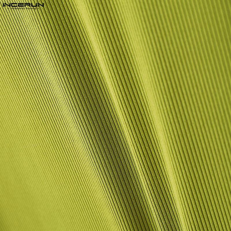 INCERUN Spring Men Turtleneck Long Sleeve Fitted Pullover Tops Undershirts