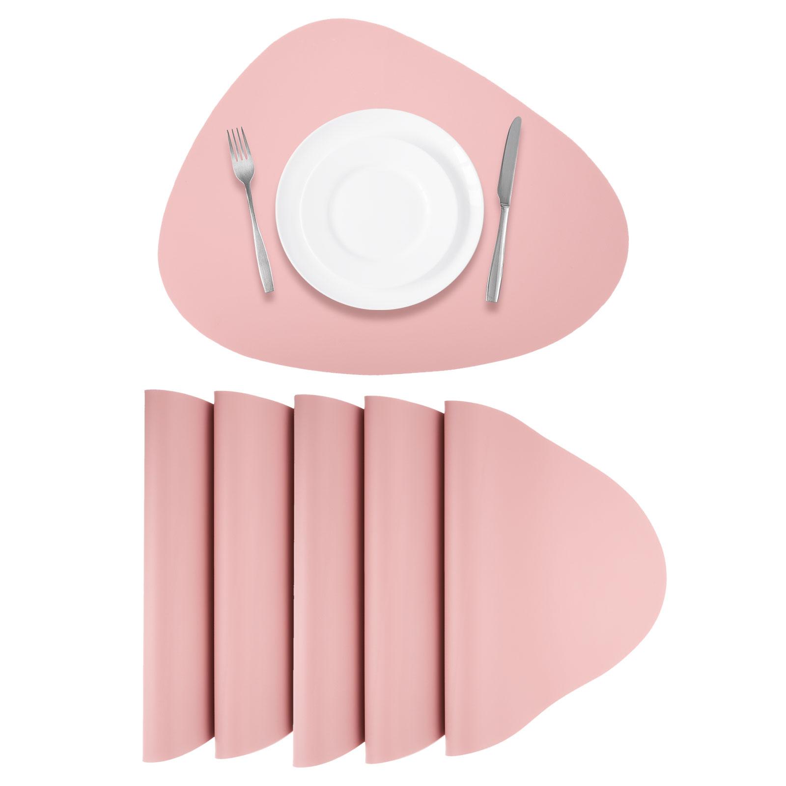 

6pcs Oil-Proof Waterproof Dual-Sided Place Mats Irregular Shape PU Leather Placemats for Coffee Shops Kitchen Bistro Tables Bars 45 x 36.5cm