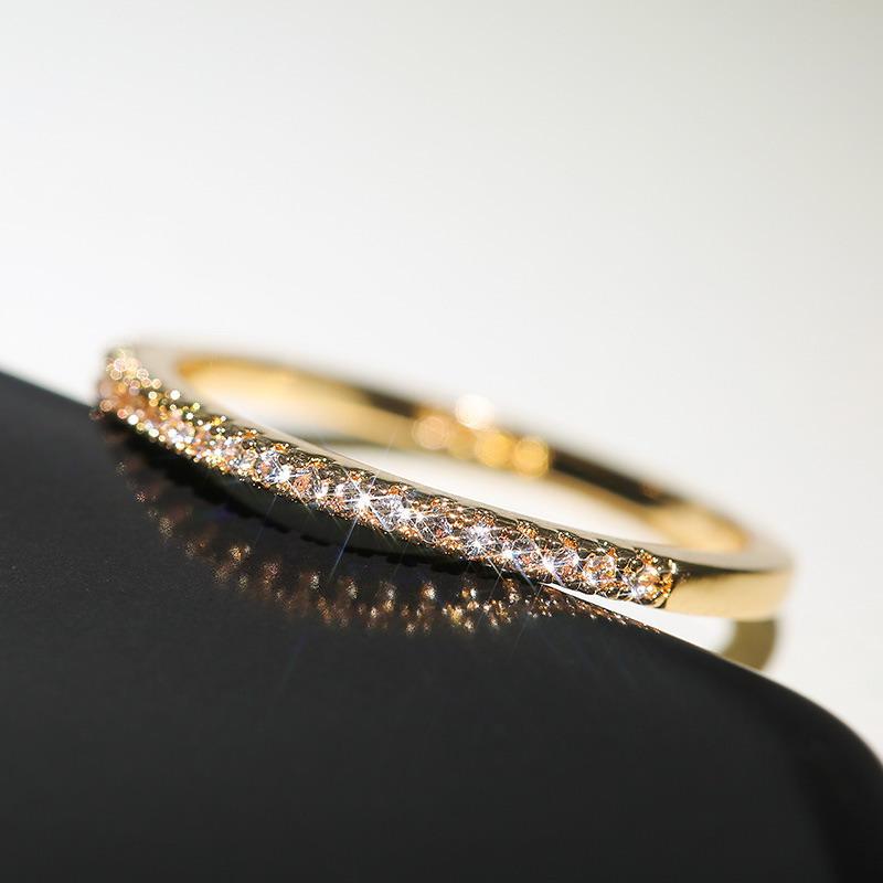 Minimalist Thin Cubic Zircon Finger Ring Silver Tone Dainty Jewelry for Wedding Dinner Party Formal Event Wear