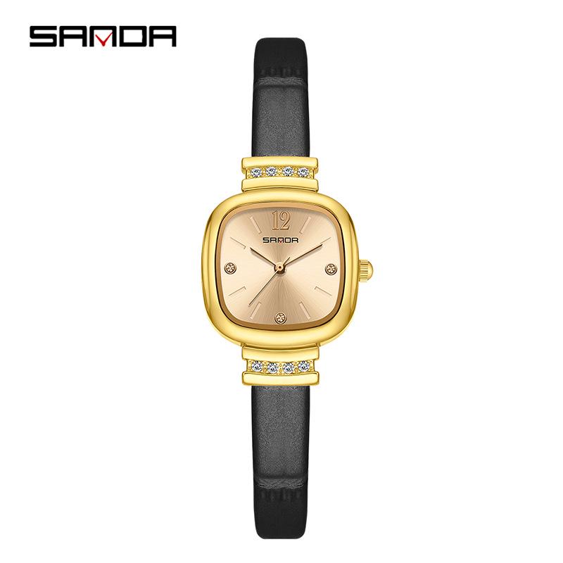 Sanda 7052 Women s Square Quartz Watch - High-End, Light Luxury with Exquisite Leather Strap