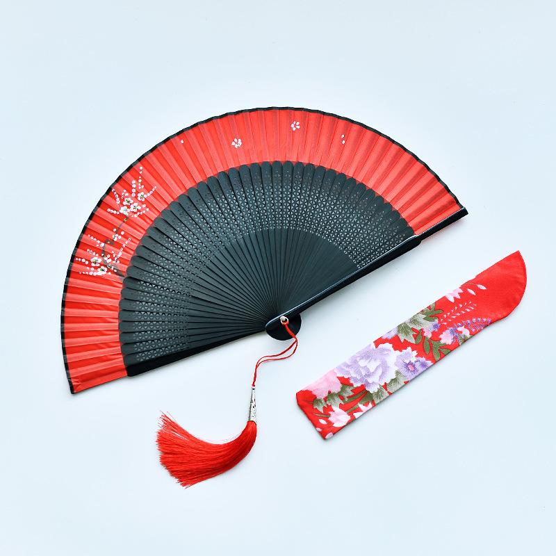 Red Dancing Fan: Classical Chinese Style Folding Fan, Easy-Open Hanfu Accessory