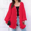 Women's thick coat European, American autumn and winter new coarse needle knitting sweater cardigan loose lazy style casual sweater