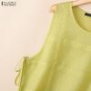 ZANZEA Top Gilet Casual da Donna con Laccetti Laterali, Girocollo, Senza Maniche