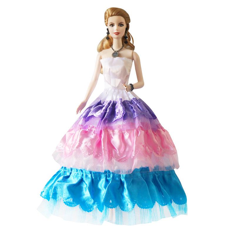 30cm Princess Doll Wedding Dress with Train - Gown for Girls' Toys