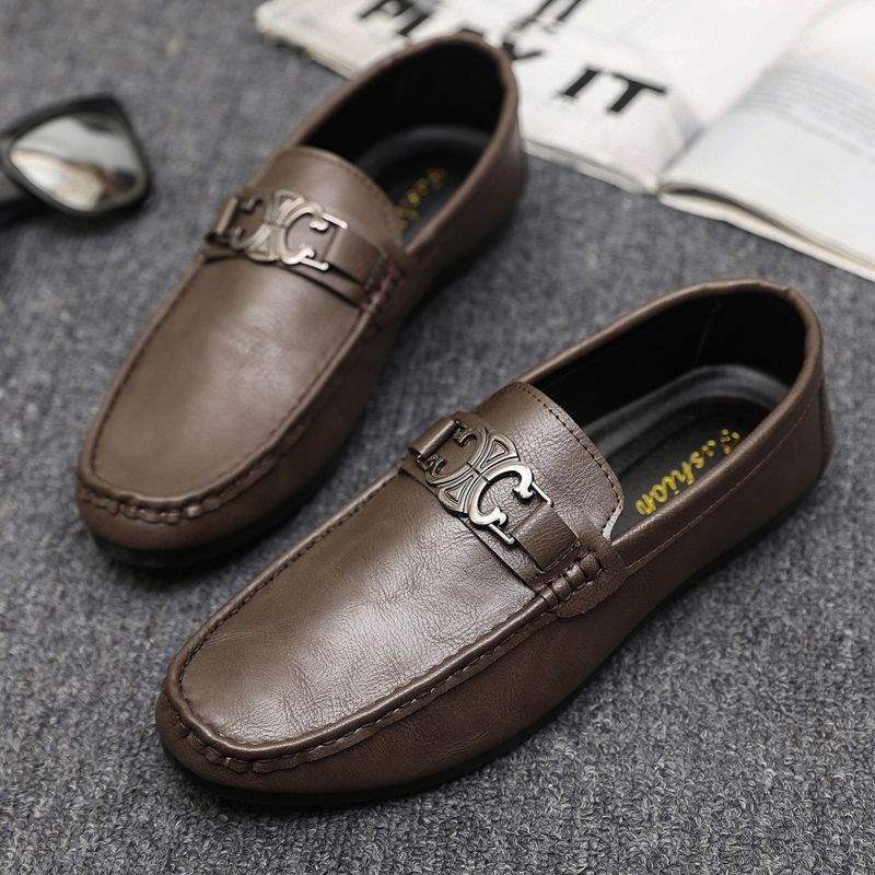 Dress Trend Autumn Lightweight Men's Loafers Doudou Shoes Simple Korean Version Non-slip Men's Shoes Small Leather Shoes Thick-soled Breathable