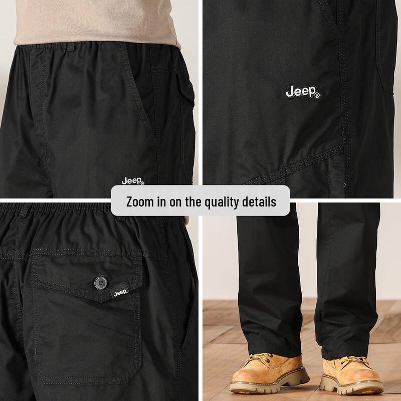 Jeep Men's Spring Autumn Straight-Leg Cargo Pants