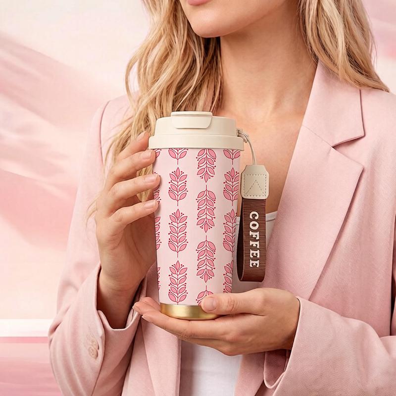 532ml Coffee Mug Branch Berry Element Lanyard Insulated Cup Stainless Insulated Cup Leakproof Hand Cup Leakproof Coffee Cup Commute Coffee Cup 532ml Coffee Mug