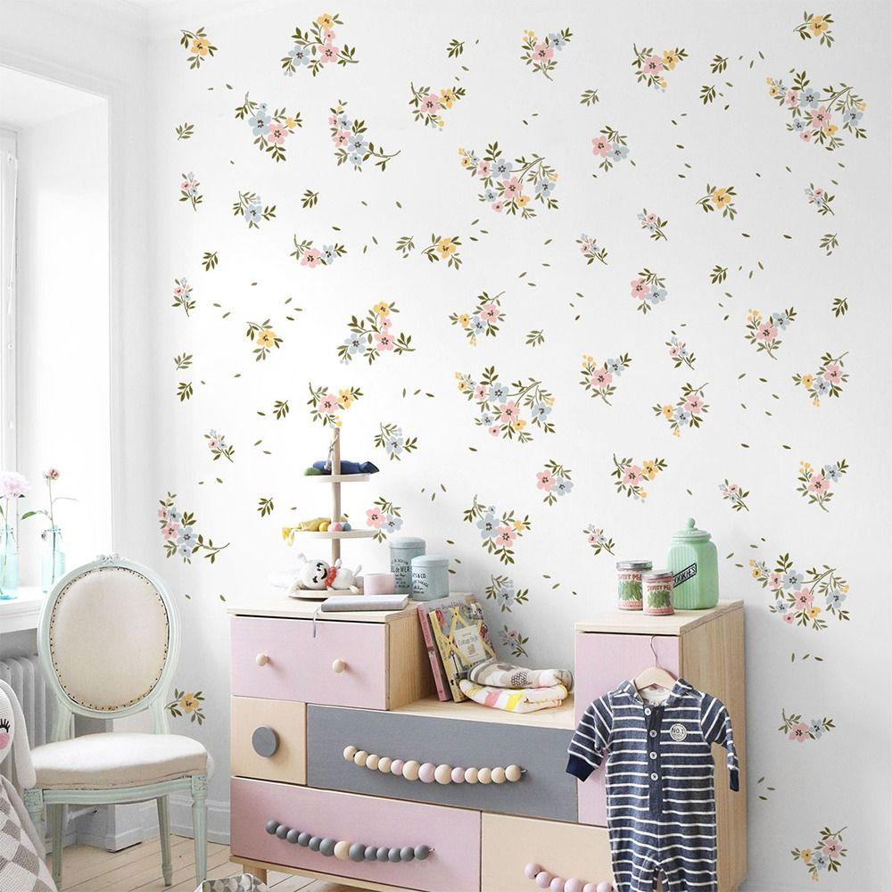 INS Boho Flowers Wall Stickers DIY Accessories Colorful Decorative Decals Watercolor Eco-friendly Wall Art Nursery Kindergarden
