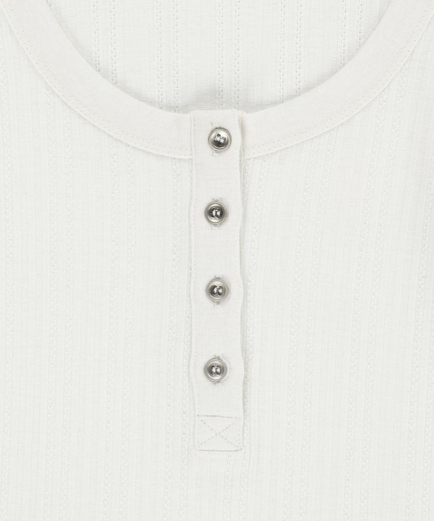 Podeowedeo Deep U-Neck Contrast T-Shirt (Ivory)