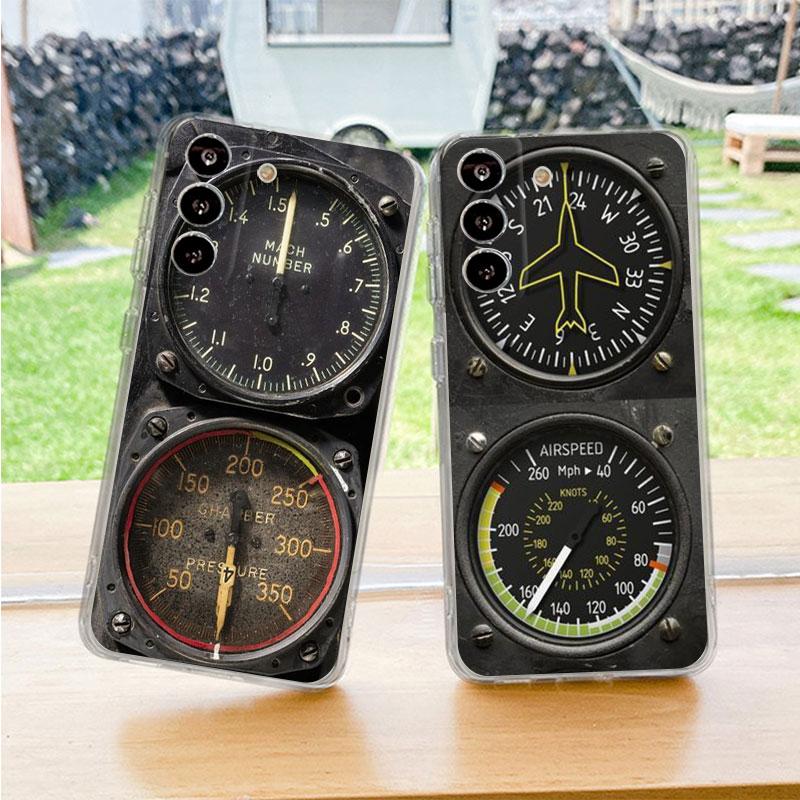 Clear Case For Samsung Galaxy S22 S20 FE S21 S23 Plus Note 20 10 Phone Shell Aviation Aeroplane Helicopter Cockpit Instrument