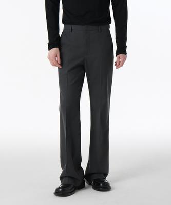 Whipcord Flare Hidden Banding Slacks [Gray]