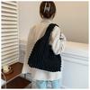 Wrinkle Design Nylon Bucket Bag Open Top Shoulder Crossbody Purse for Women