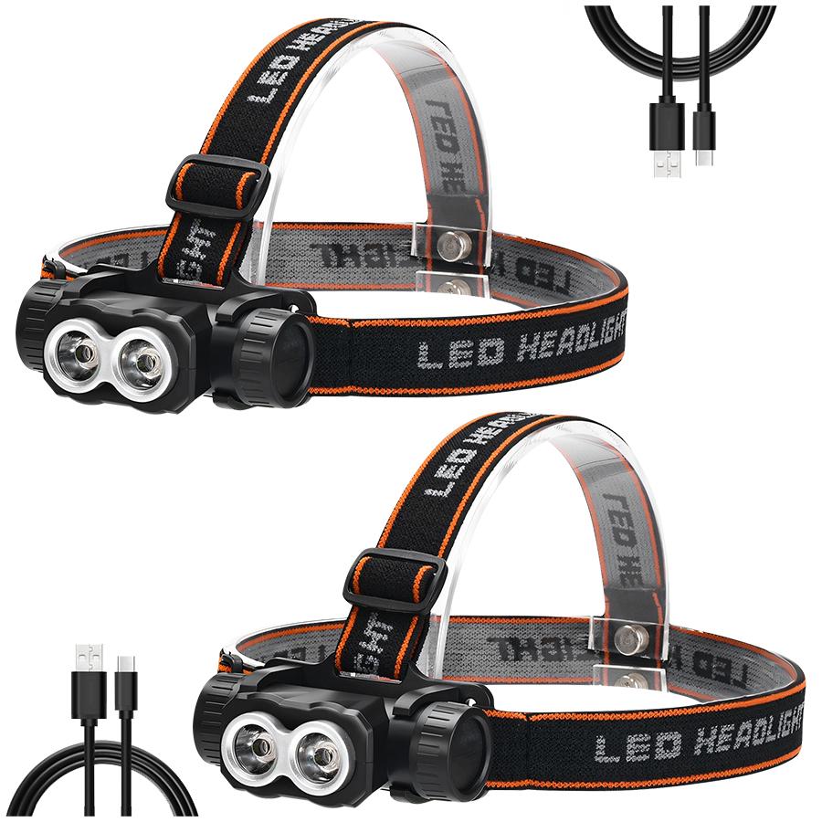 Rechargeable LED Headlamp 3-Mode Powerful Waterproof Headlight Type-C 18650 Battery Head Torch for Camping Hunting
