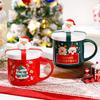 400ml Creative Cartoon Snowman Christmas Ceramic Cup with Lid Couple Tea Cups Household Breakfast Dessert Oatmeal Mugs Drinkware
