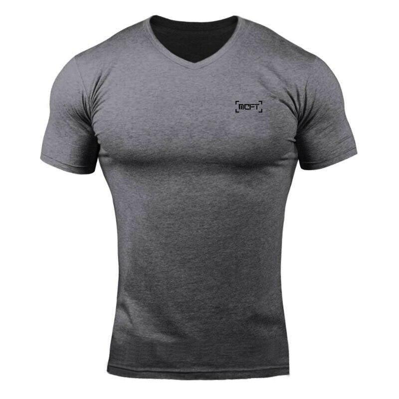 Muscleguys Summer Men’s Casual Fashion All-match T Shirts Cotton V-neck Printed Short-sleeve Bodybuilding Fitness Tops Best Seller