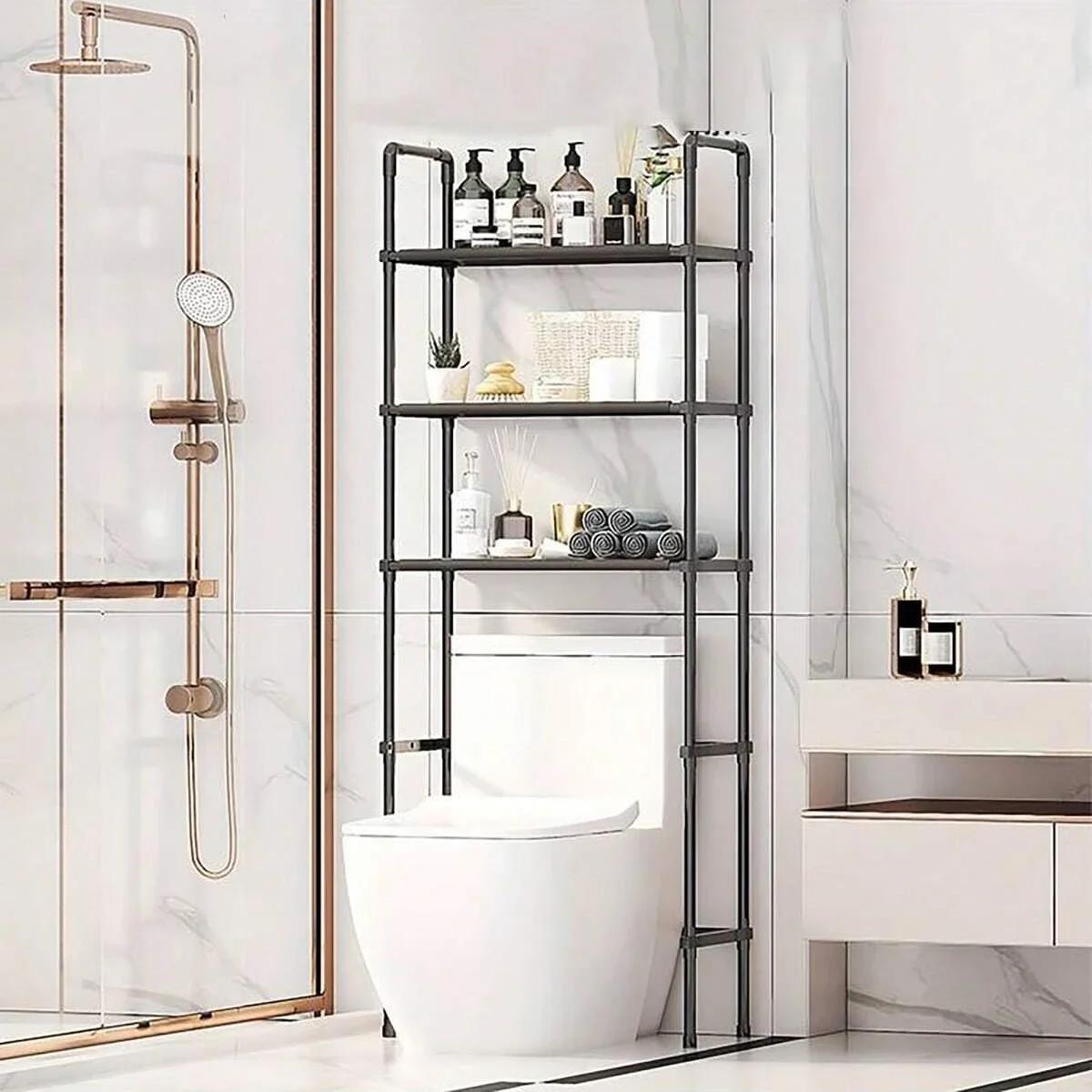 

Bathroom Storage Rack Space-saving Stand Holder MultiFunctional Floor Type Toilet Storage Racks Multilayer Washing Machine Shelf чорний
