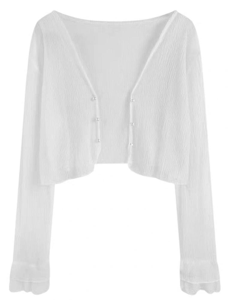 Women's Summer Chiffon Shawl Cardigan - Lightweight Airy Sunscreen with Ice Silk Knit Suspender Skirt