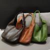 Saddle leather first layer cowhide hobo armpit bag women's retro solid color tote bag versatile commuter shoulder bag