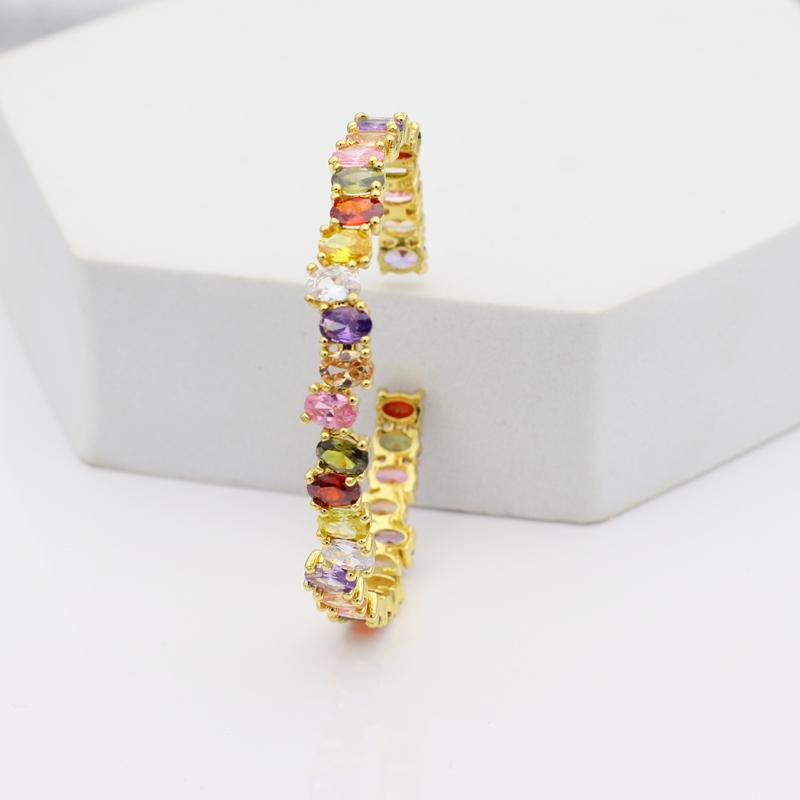 Rainbow CZ Women Bangle Fashion Micro Pave Colorful Crystal Nice Top Quality Trendy Jewelry