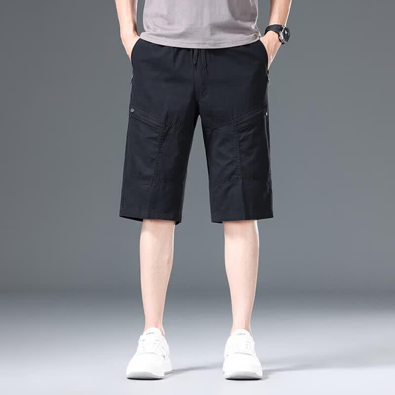 VEE KELLEN Мужские повседневные свободные хлопковые карго-штаны 3/4 2XL (120-140 lbs) чёрный
