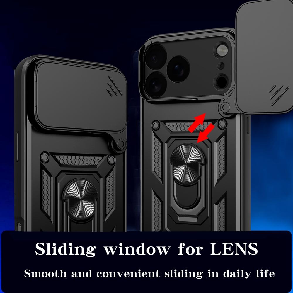 Shockproof Armor Funda For Iphone 17 Pro Max 5G Slide Lens Protect Phone Case For Iphone17 Air Magnetic Ring Holder Cover