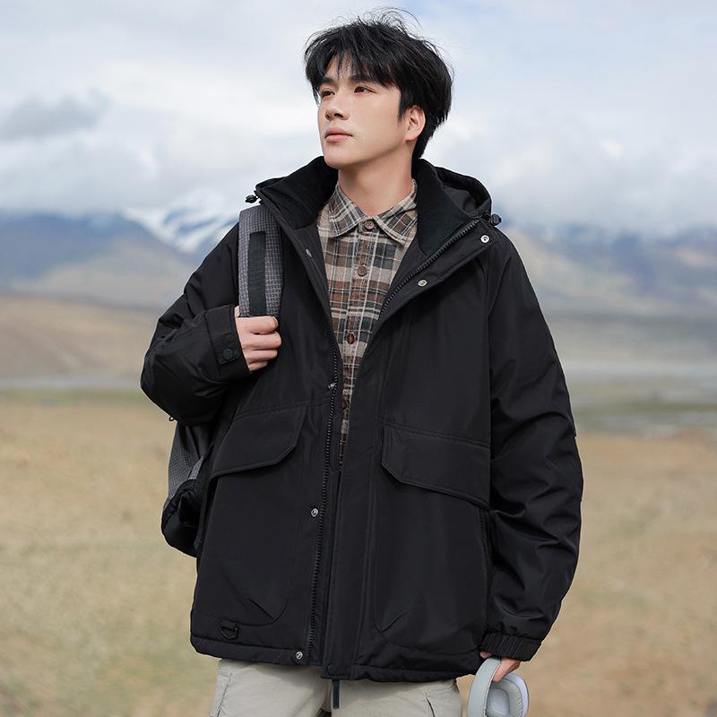 Unisex Winter Down Jacket: Men's Hooded, Loose Fit, Trendy Fashion Outerwear, Casual Couple Style.