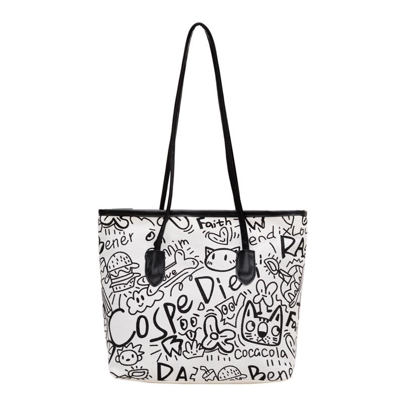 

Niche Graffiti Handbag: Women s 2025 Casual Fashion Tote, Large Capacity, College Commute Underarm Bag 28.5*10.5*27