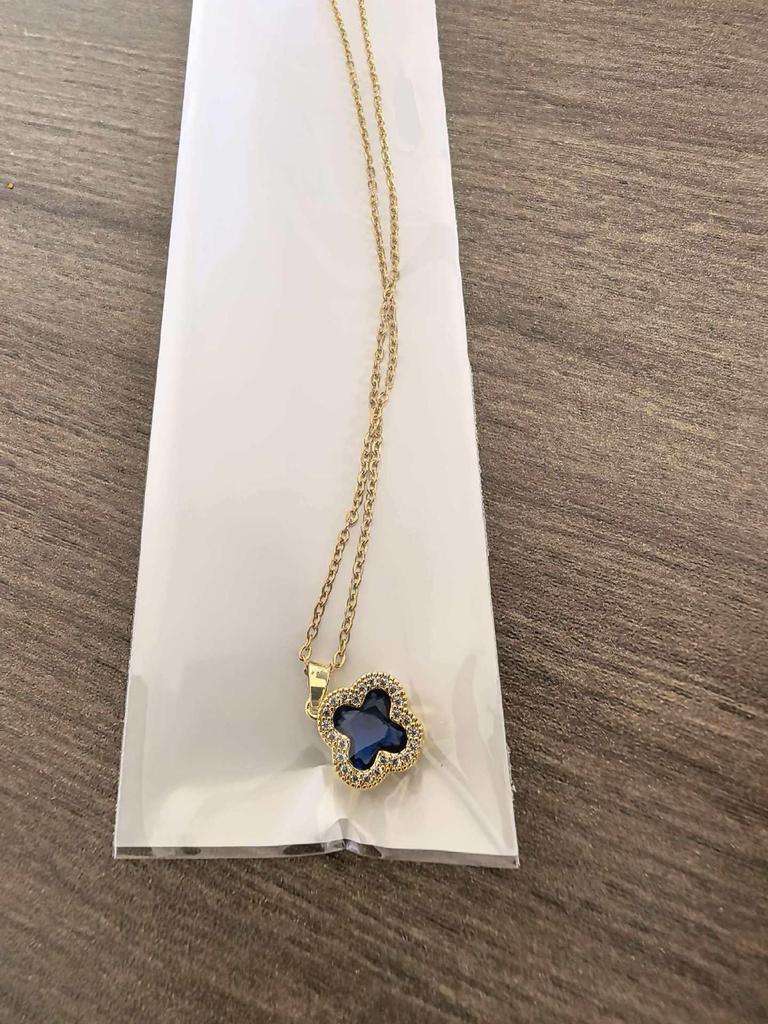 Four-Leaf Clover Diamond Inlaid Titanium Steel Necklace - Luxurious Women's Pendant Accessory