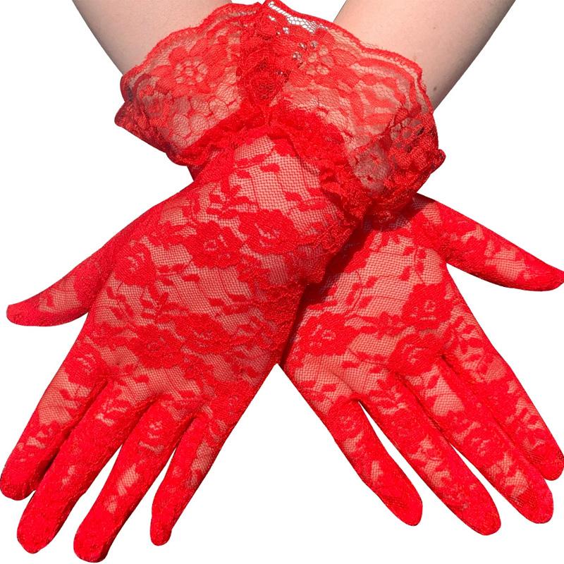1 pair of transparent short retro hollow finger gloves clothing accessories sexy lace gloves
