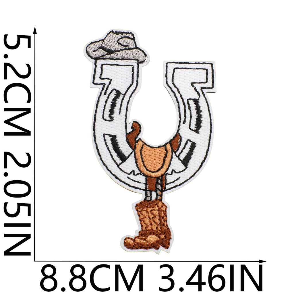 52 Pezzi Stoffa Ricamata Mista Tema Western Denim Adesivo Stile Punk Teschio Patch Adesivo Decorazione Vestiti Cactus