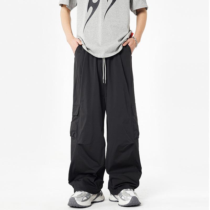 Spring and autumn new casual overalls straight wide-leg pants sports men's and women's versatile pants men's