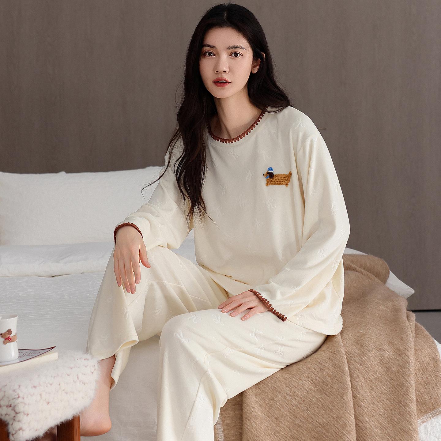 

Pajamas Women S Autumn And Winter Island Fleece Thickened And Fleece Cute Cartoon Winter Thin Fleece Coral Fleece Can Be Worn Outside Loungewear 2XL