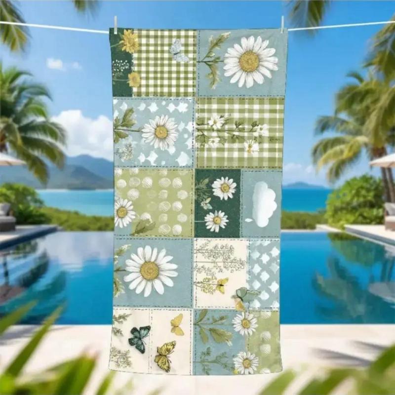 

1pc Mosaic Coaster Collage Art Themed Beach Towel, Anniversary Beach Towel, Soft, Absorbent, Quick-Drying, Suitable for 6 Scenes W30*H60(CM)