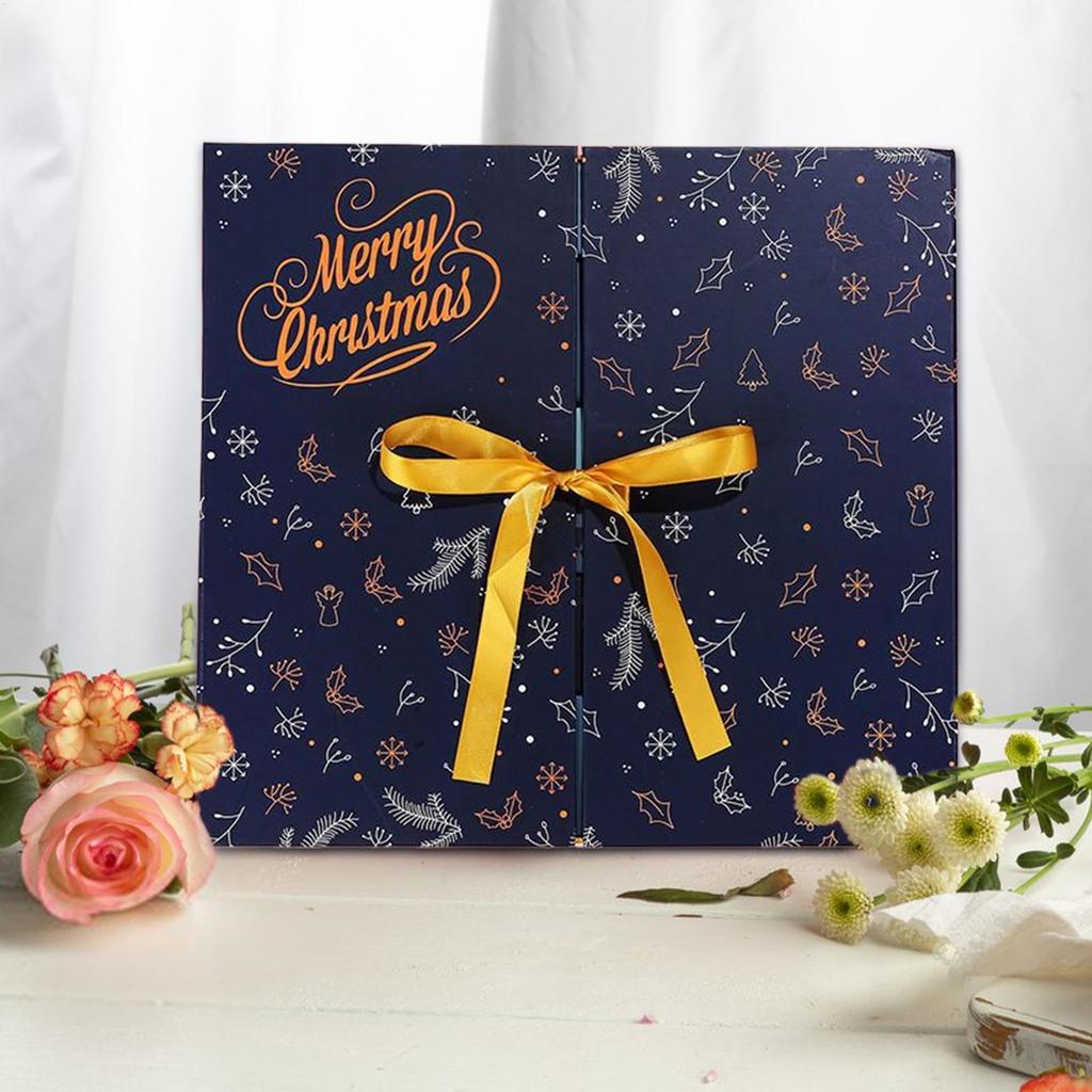 Christmas Empty Countdown Boxes 24-Day Seasonal Ornament Empty Countdown Box to Fill for Winter Holiday Christmas Eve Xmas Gift