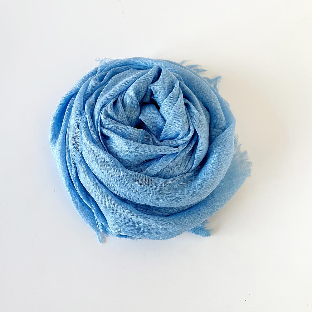 Solid Color Scarf Cotton and Linen Shawl Yarn Women's Summer Sunscreen Headscarf Retro Yarn Lengthened