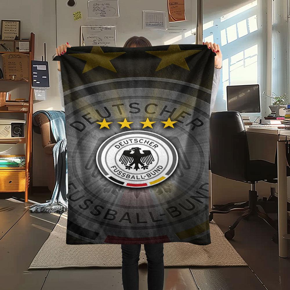 1PC Germany National Football Team Patterned Flannel Blanket Suitable For All Seasons for Home Decor Warmth and Comfort Gifts Holiday Present