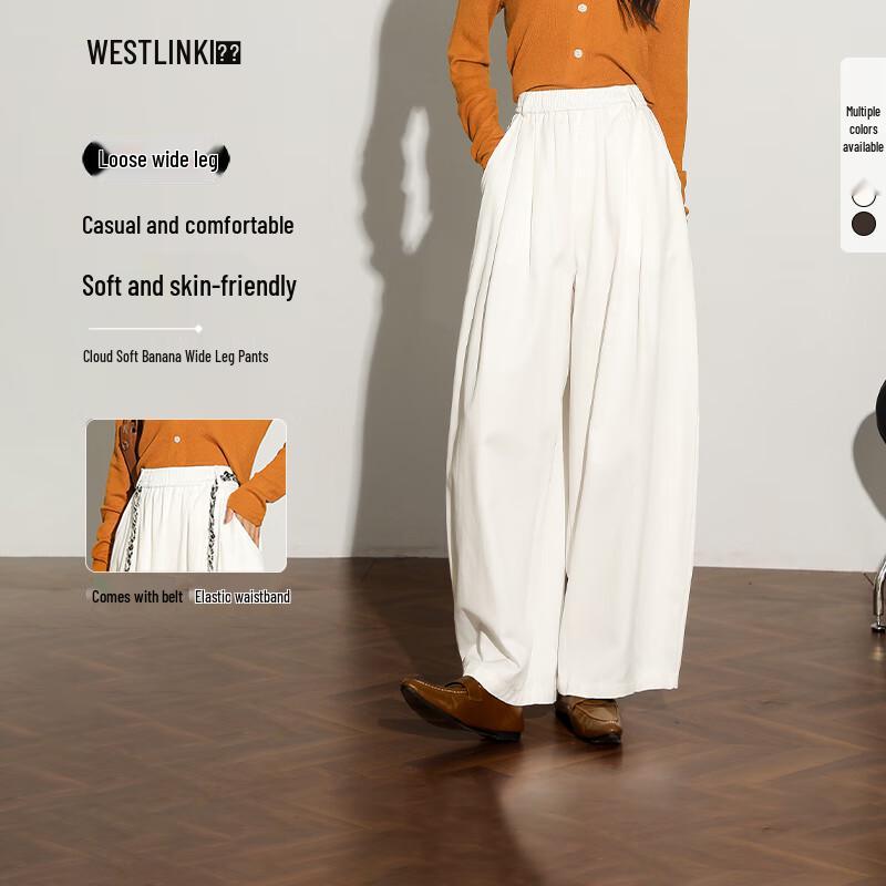 Westlink Women's Korean Style Straight Wide-Leg Casual Pants