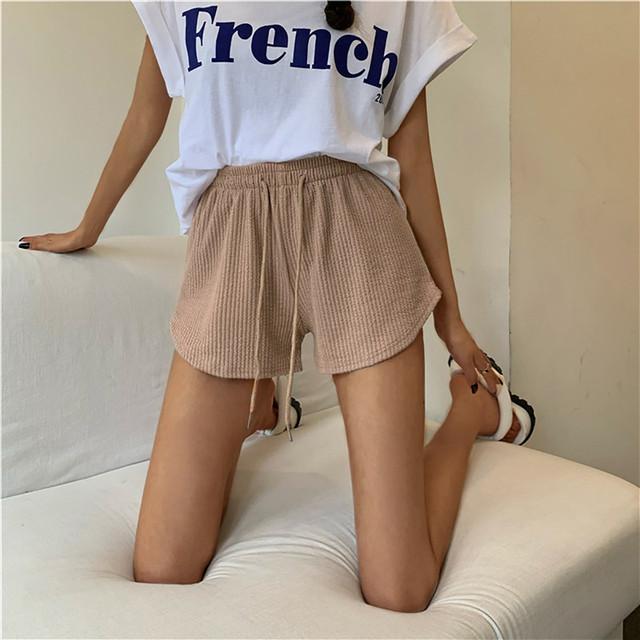 Pantaloncini Sportivi Donna Vita Alta - Corti E Larghi, Traspiranti Per Running, Yoga, Pigiama O Casa, Colore Unito