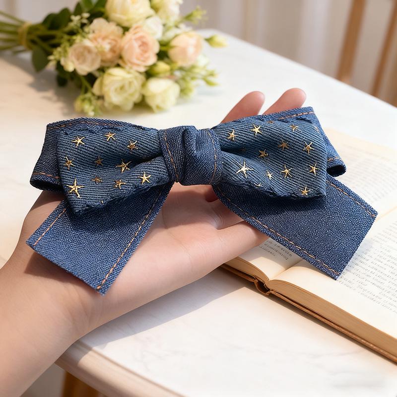 Korean Denim Bow Hair Clip for Girls - Children's Hairpin & Baby Hair Accessory