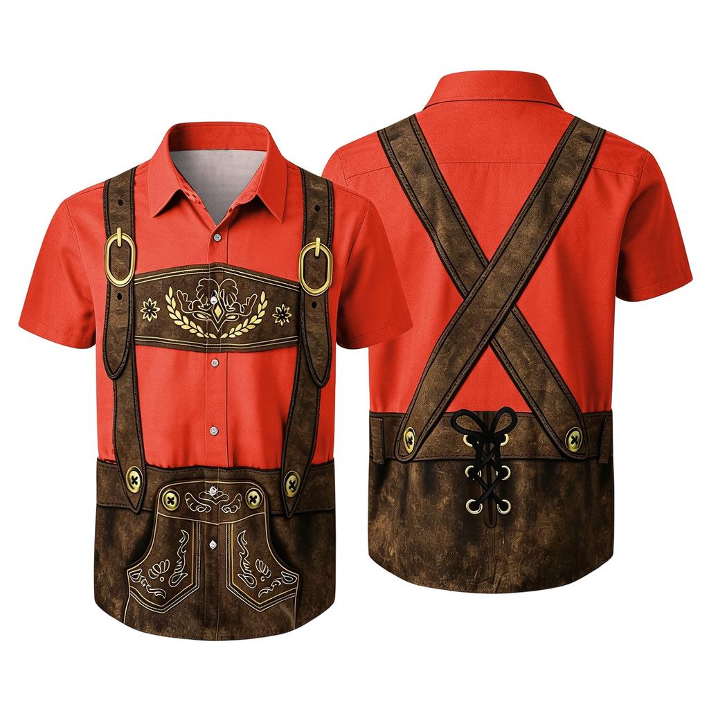 Men's Vintage Print Short Sleeve Cardigan Casual Loose Fit for Party Festival Daily Wear