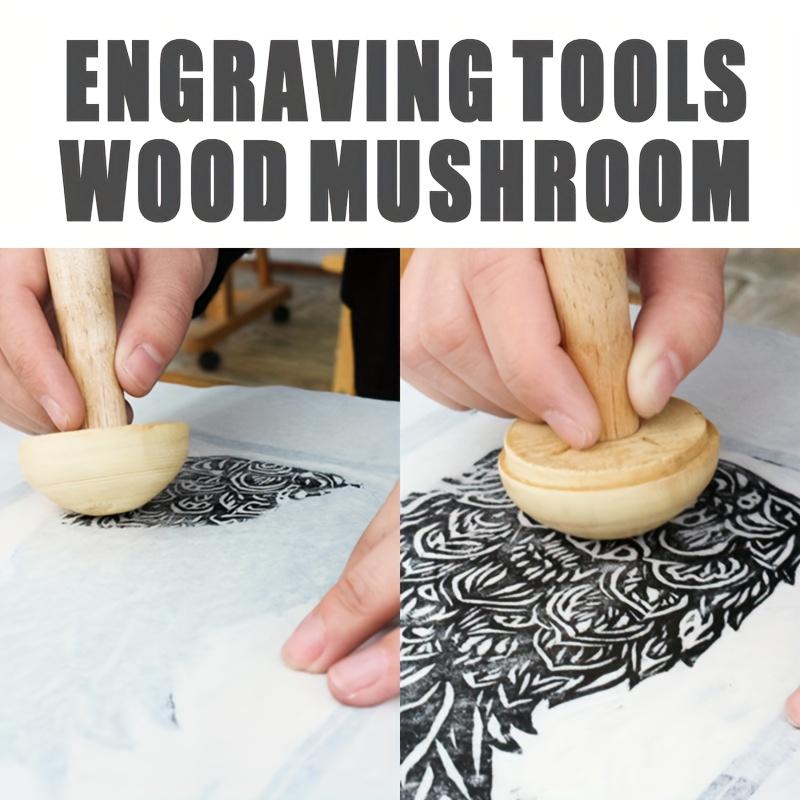 1Pc Wooden Mushroom Roller Paper Printing Ink Rubbing Use Art Craft Printing Tool