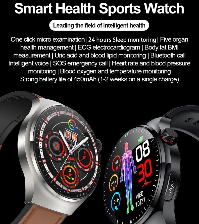 2025 Ny Sykepleiergrad Smartklokke Blodoksygen Blodlipider Urinsyre EKG+PPG Kroppstemperatur Bluetooth-anrop Helse Smartklokke