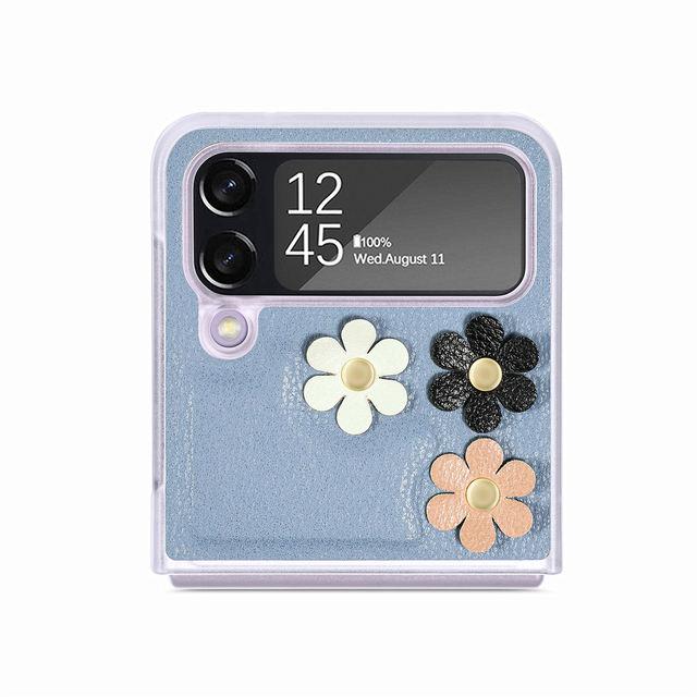 Slim Fit Flower Leather Folding Cover Case For Samsung Galaxy Z Flip4 5g Flip 4 Non -Fingerprint Coque For Samsung Flip 4