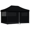 VidaXL Folding Pop-Up Party Tent 4 Sidewalls Black, Tent, Awning Tent, Gazebo Awning, Tent 4004982