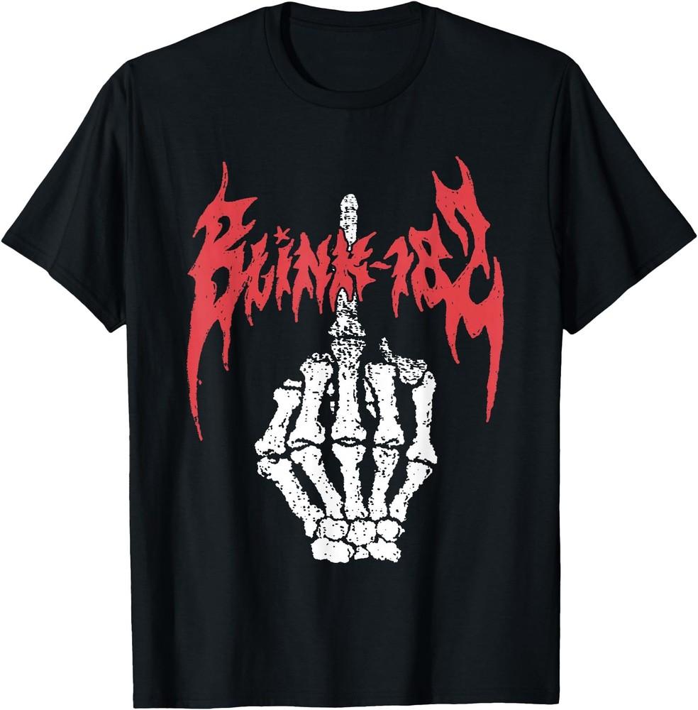 Blink-182 Skeleton Finger T-Shirt Rock Band Shirt Family Rock Fan Shirt Unisex T-Shirt L