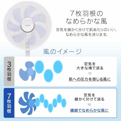 Iris Ohyama Electric Fan, DC Motor, Quiet, with Timer, with Remote Control, Oscillating, 7 Blades, Soft Airflow, 4 Levels of Air Volume, LFD-306L, Whi