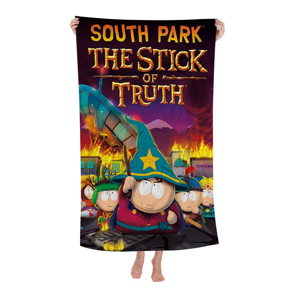 Amine S-South Cartoon P-Park Beach Towels Shower Towel Sauna Travel Spa Microfiber Quick Dry Gym Accessories Cute Room Decor
